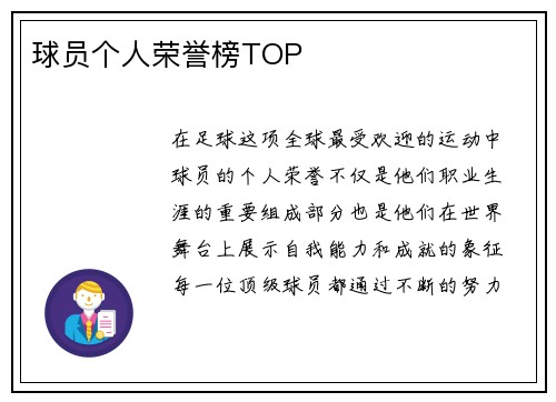 球员个人荣誉榜TOP