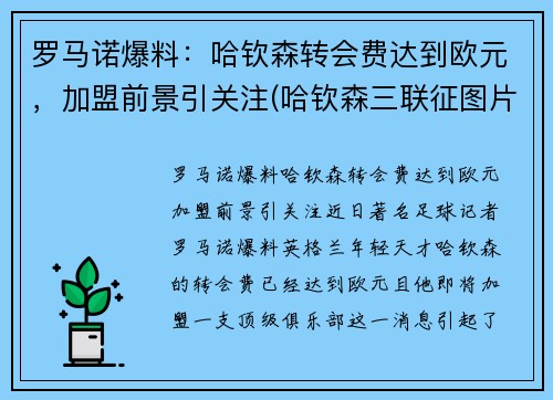 罗马诺爆料：哈钦森转会费达到欧元，加盟前景引关注(哈钦森三联征图片)