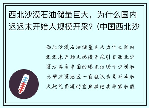 西北沙漠石油储量巨大，为什么国内迟迟未开始大规模开采？(中国西北沙漠地区煤炭的优点)